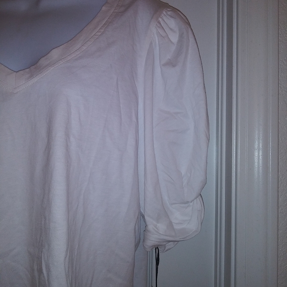 Seven For All Mankind Puff Sleeve V Neck T Shirt - Picture 3 of 6